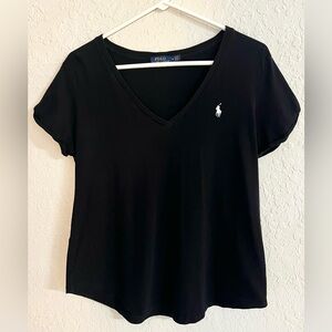 Lot of 2 Polo Ralph Lauren Womens Vneck Tshirt Sz M + Pink Pony Charm Bracelet